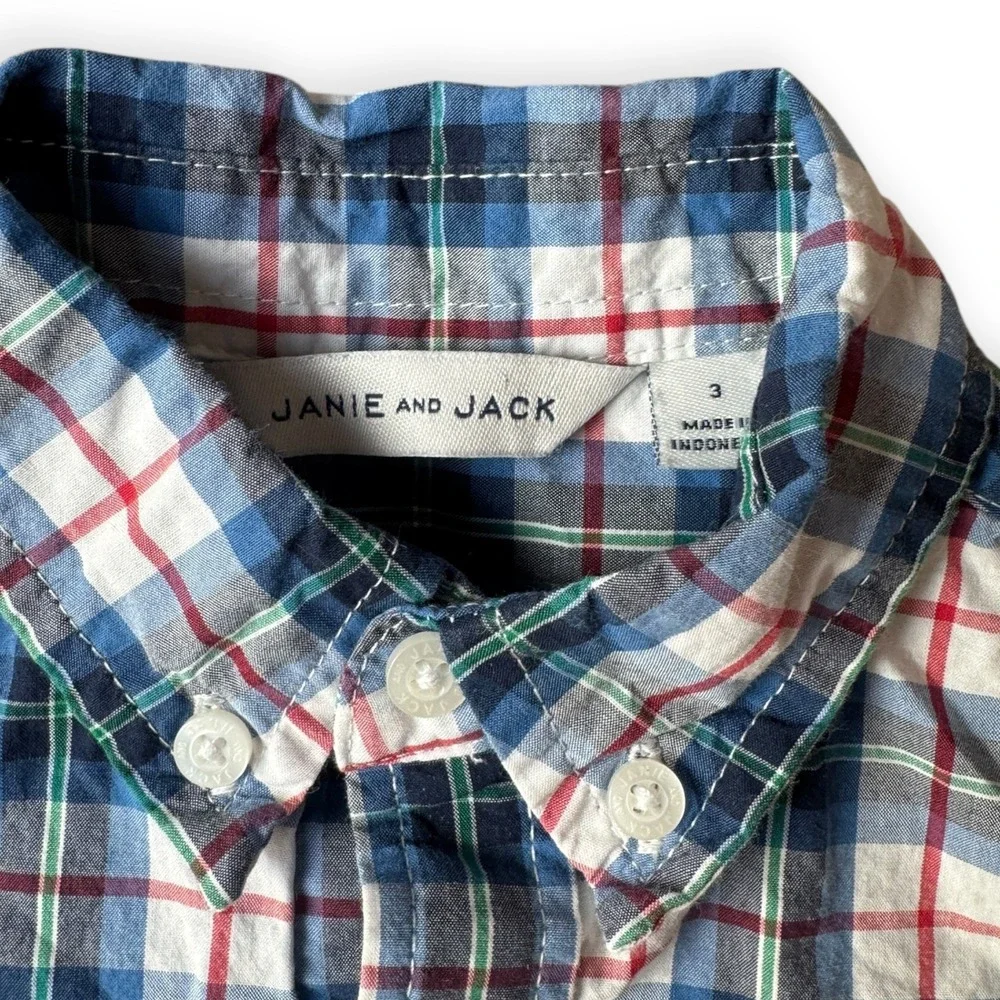 Janie and Jack Boys‎ Plaid Button Down Shirt Size 3 Long Sleeve